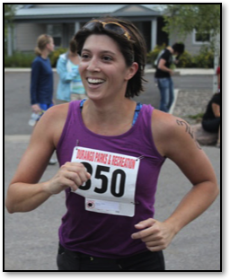 Lillian finishing triathalon